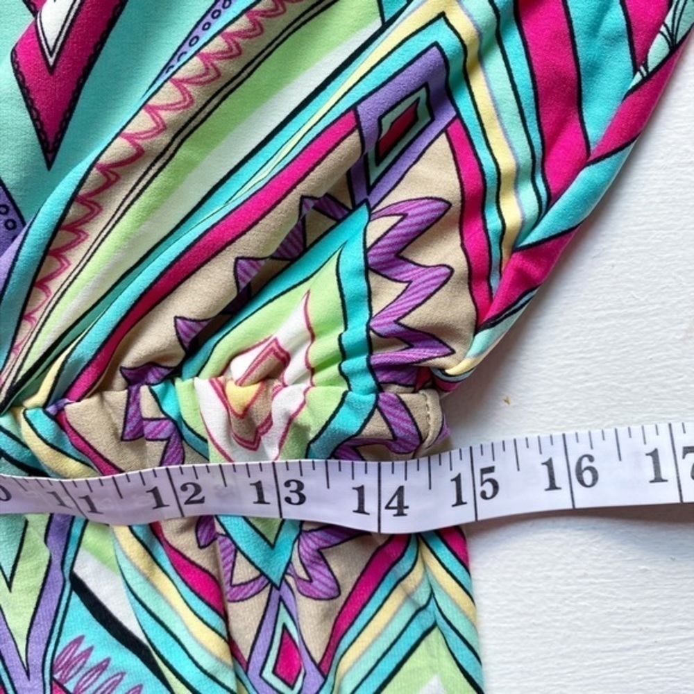 London Times Colorful Geometric‎ Diamond Print Halter Style Midi Dress - Picture 12 of 12